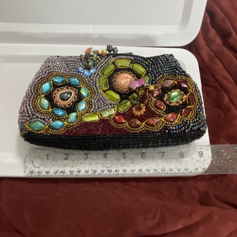 Ohh! Ashley Handcrafted Beaded Bag Mini Clutch Purse Evening Handbag *No Chain* - Picture 11 of 12